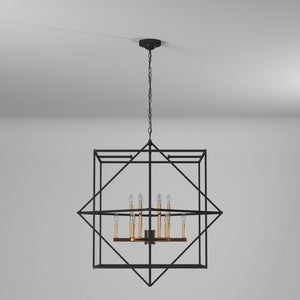 Artcraft - AC11202 - 12 Light Chandelier - Roxton - Matte Black & Harvest Brass