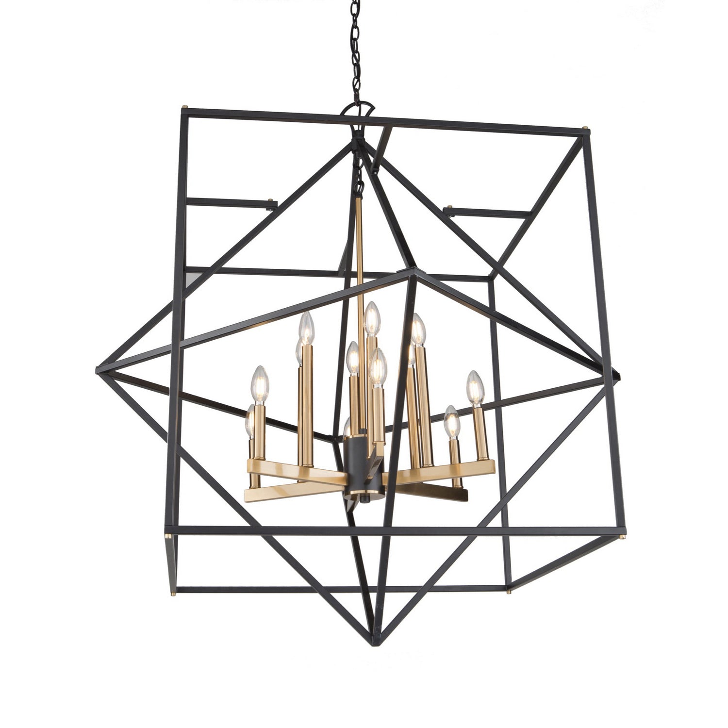 Artcraft - AC11202 - 12 Light Chandelier - Roxton - Matte Black & Harvest Brass