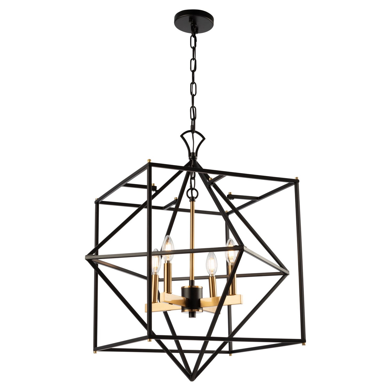 Artcraft - AC11204 - Four Light Chandelier - Roxton - Matte Black & Harvest Brass