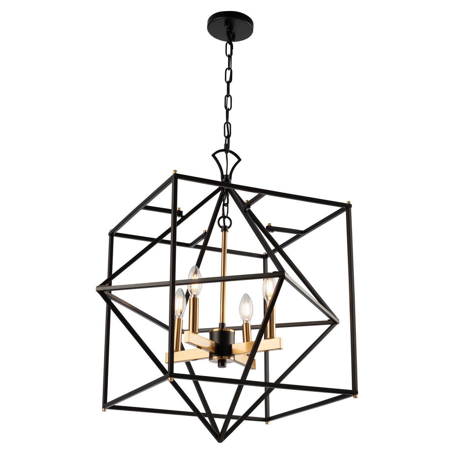 Artcraft - AC11204 - Four Light Chandelier - Roxton - Matte Black & Harvest Brass