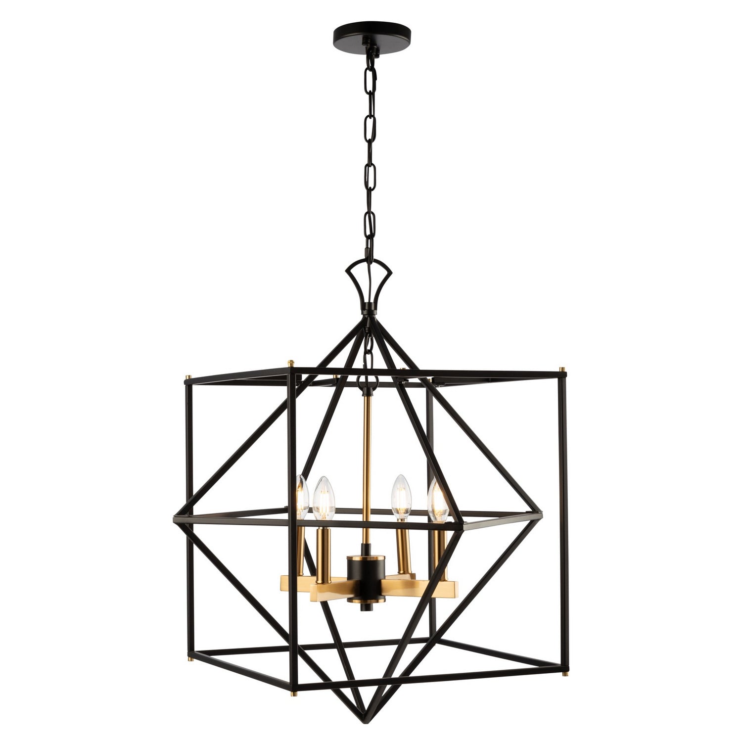 Artcraft - AC11204 - Four Light Chandelier - Roxton - Matte Black & Harvest Brass