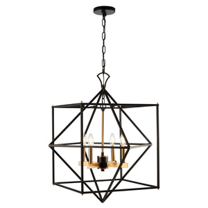 Artcraft - AC11204 - Four Light Chandelier - Roxton - Matte Black & Harvest Brass