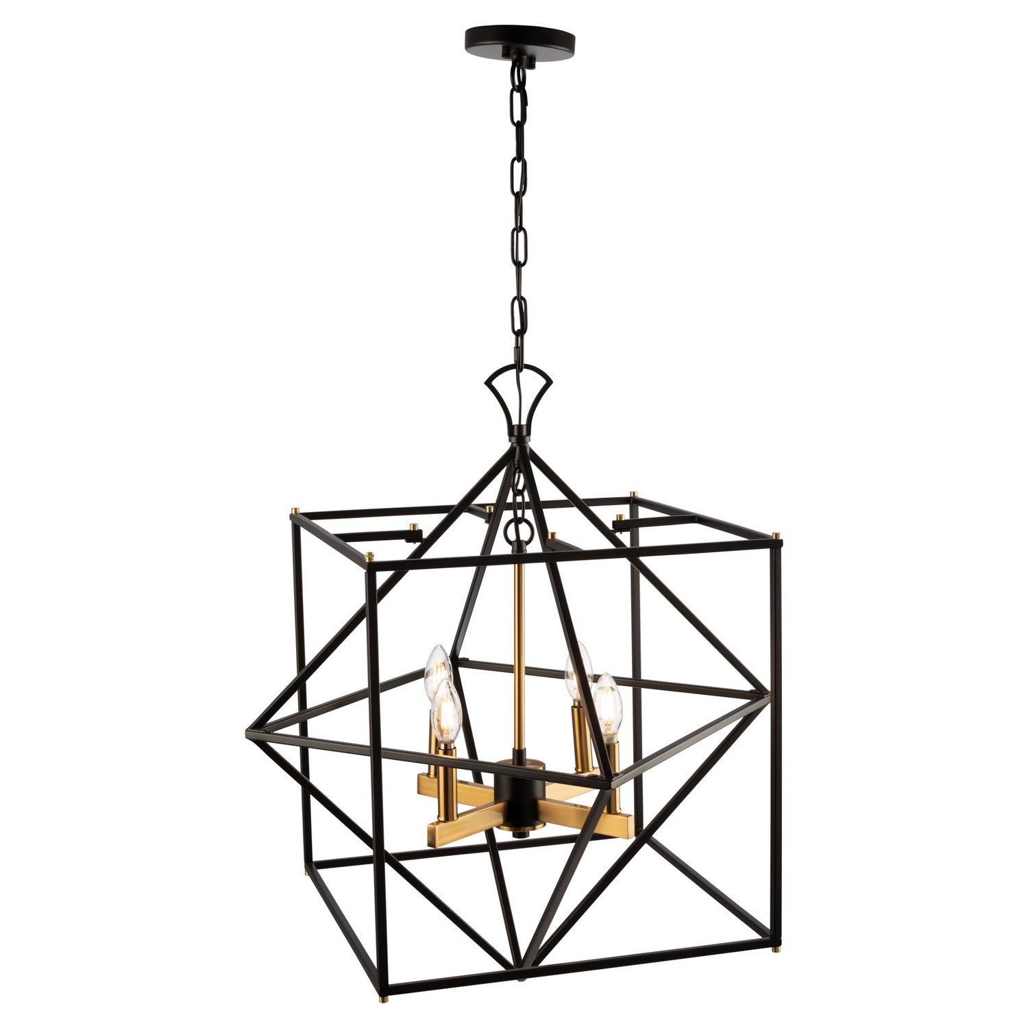 Artcraft - AC11204 - Four Light Chandelier - Roxton - Matte Black & Harvest Brass