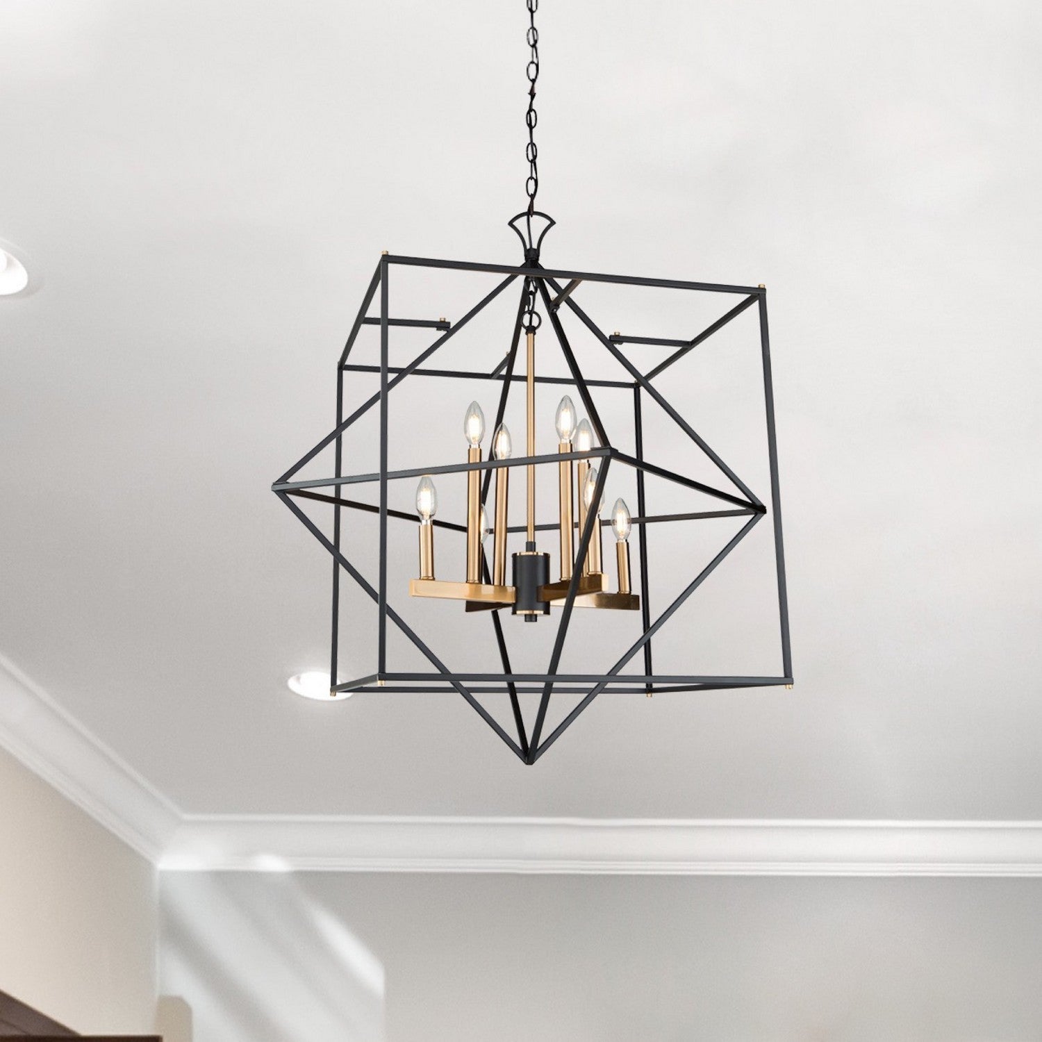 Artcraft - AC11208 - Eight Light Chandelier - Roxton - Matte Black & Harvest Brass