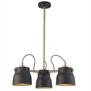 Artcraft - AC11363VB - Three Light Chandelier - Euro Industrial - Matte Black & Harvest Brass