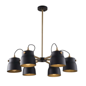 Artcraft - AC11366VB - Six Light Chandelier - Euro Industrial - Matte Black & Harvest Brass