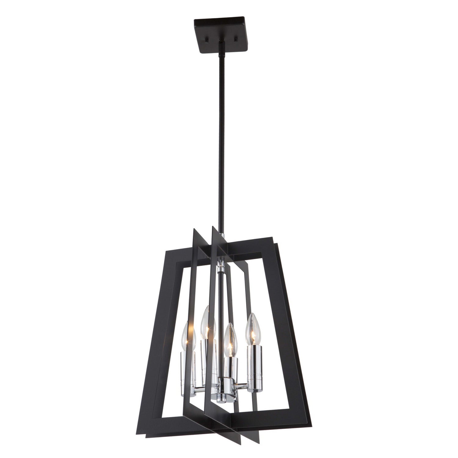 Artcraft - AC11374 - Four Light Chandelier - Carlton - Matte Black & Polished Nickel