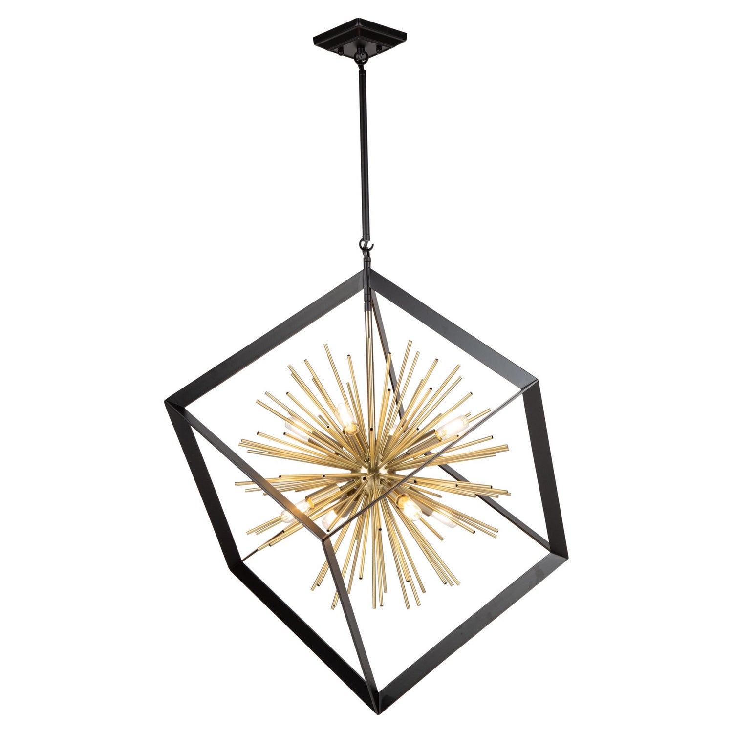 Artcraft - AC11440 - Eight Light Chandelier - Sunburst - Matte Black & Satin Brass