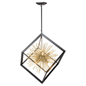 Artcraft - AC11440 - Eight Light Chandelier - Sunburst - Matte Black & Satin Brass