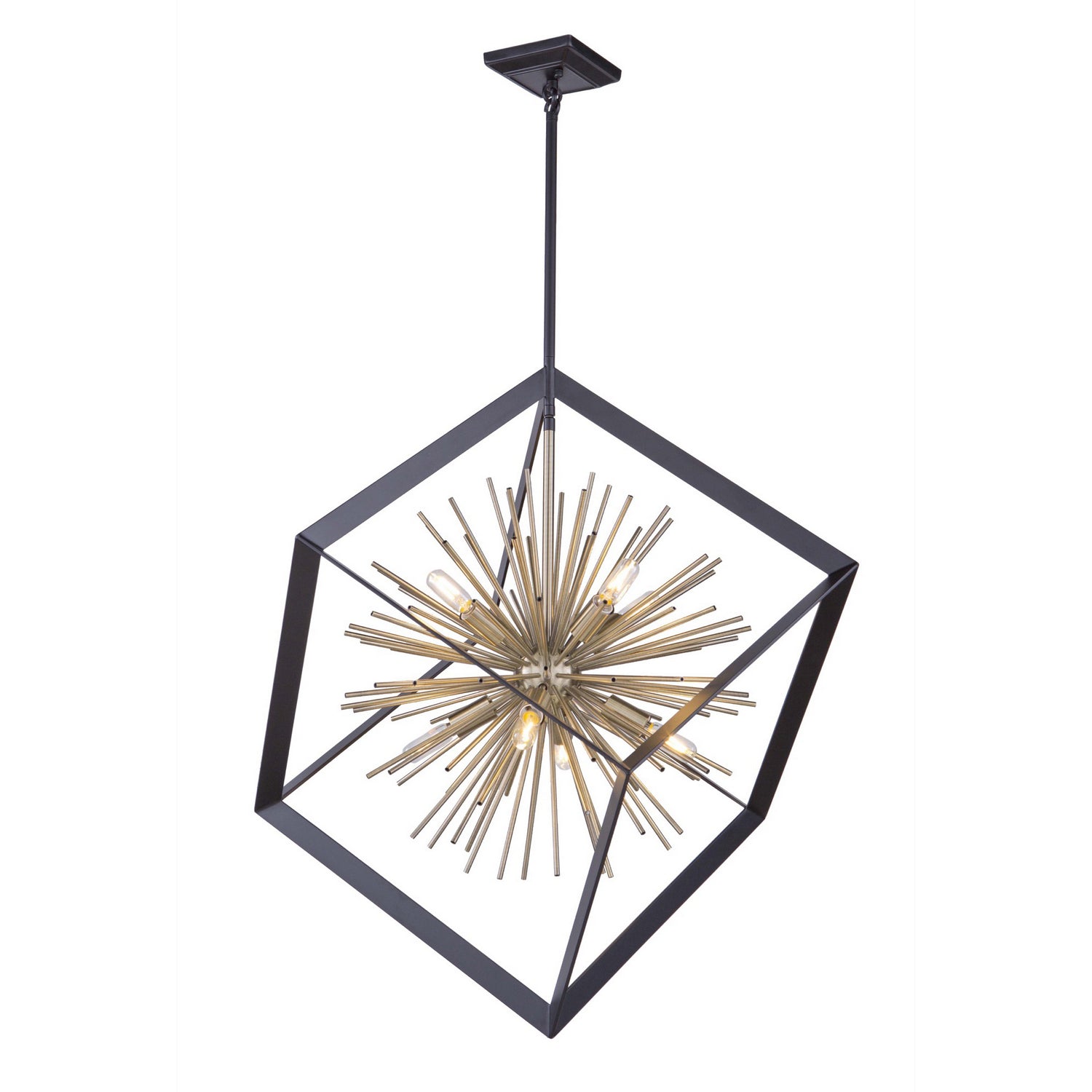 Artcraft - AC11440 - Eight Light Chandelier - Sunburst - Matte Black & Satin Brass