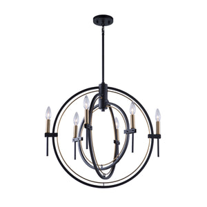 Artcraft - AC11456 - Six Light Chandelier - Anglesey - Matte Black & Harvest Brass