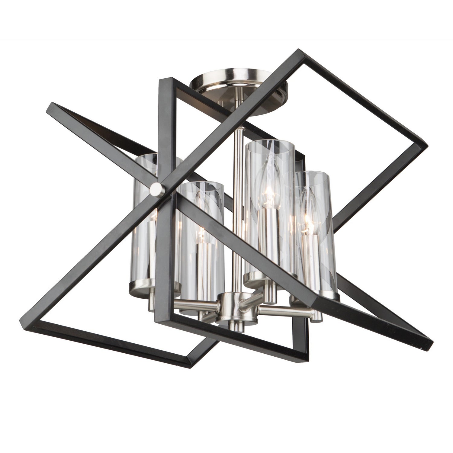 Artcraft - AC11471 - Four Light Semi Flush Mount - Vissini - Matte Black & Polished Nickel