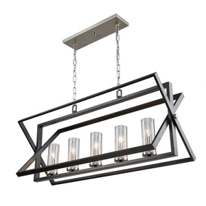 Artcraft - AC11473 - Five Light Island Pendant - Vissini - Matte Black & Polished Nickel