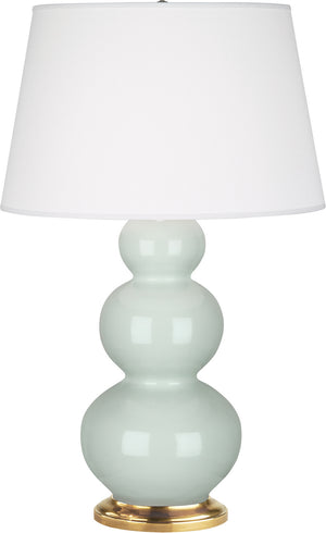 Robert Abbey - 369X - One Light Table Lamp - Triple Gourd - Celadon Glazed Ceramic w/Antique Natural Brass