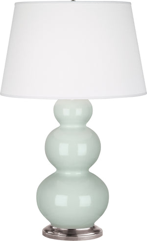 Robert Abbey - 371X - One Light Table Lamp - Triple Gourd - Celadon Glazed Ceramic w/Antique Silver