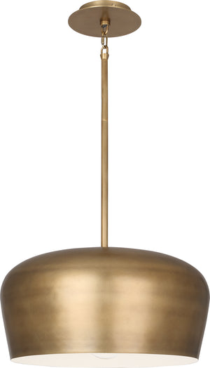Robert Abbey - 610 - One Light Pendant - Rico Espinet Bumper - Warm Brass w/Painted White Shade