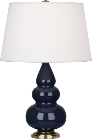 Robert Abbey - MB30X - One Light Accent Lamp - Small Triple Gourd - Midnight Blue Glazed Ceramic w/Antique Brass