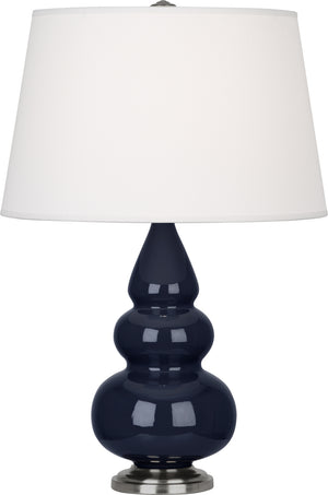 Robert Abbey - MB32X - One Light Accent Lamp - Small Triple Gourd - Midnight Blue Glazed Ceramic w/Antique Silver