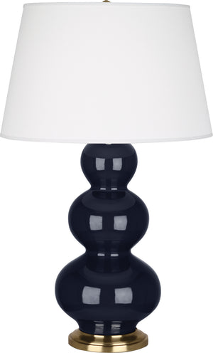 Robert Abbey - MB40X - One Light Table Lamp - Triple Gourd - Midnight Blue Glazed Ceramic w/Antique Brass