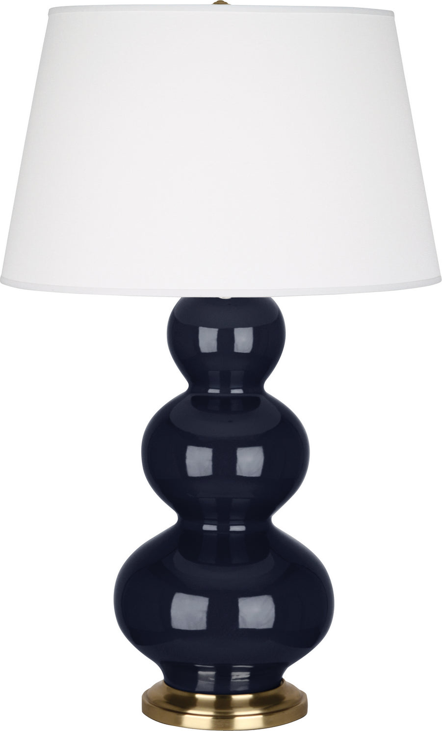 Robert Abbey - MB40X - One Light Table Lamp - Triple Gourd - Midnight Blue Glazed Ceramic w/Antique Natural Brass