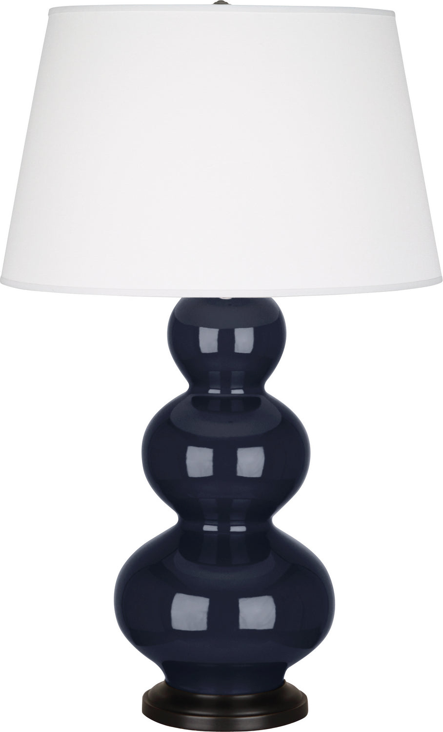 Robert Abbey - MB41X - One Light Table Lamp - Triple Gourd - Midnight Blue Glazed Ceramic w/Deep Patina Bronze