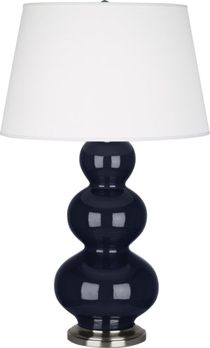 Robert Abbey - MB42X - One Light Table Lamp - Triple Gourd - Midnight Blue Glazed Ceramic w/Antique Silver