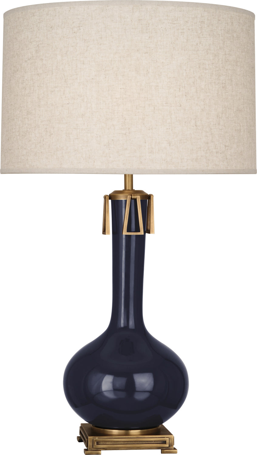 Robert Abbey - MB992 - One Light Table Lamp - Athena - Midnight Blue Glazed Ceramic w/Aged Brass