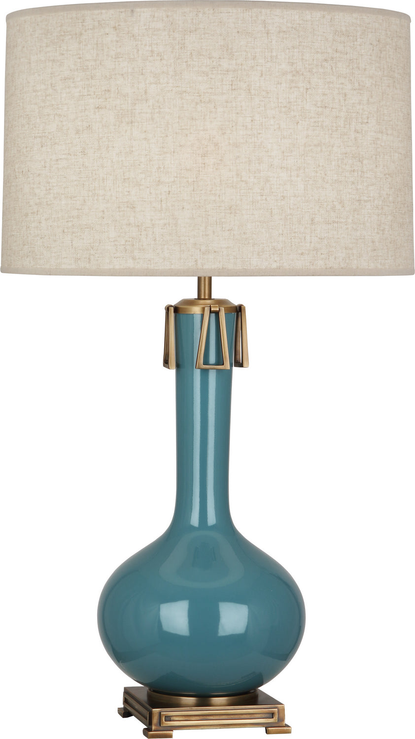 Robert Abbey - OB992 - One Light Table Lamp - Athena - Steel Blue Glazed Ceramic w/Aged Brass