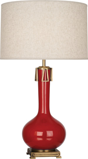 Robert Abbey - RR992 - One Light Table Lamp - Athena - Ruby Red Glazed Ceramic w/Aged Brass