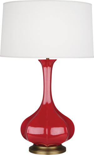 Robert Abbey - RR994 - One Light Table Lamp - Pike - Ruby Red Glazed Ceramic w/Aged Brass