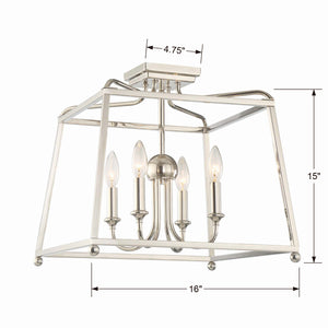 Crystorama - 2243-PN_NOSHADE - Four Light Semi Flush Mount - Sylvan - Polished Nickel