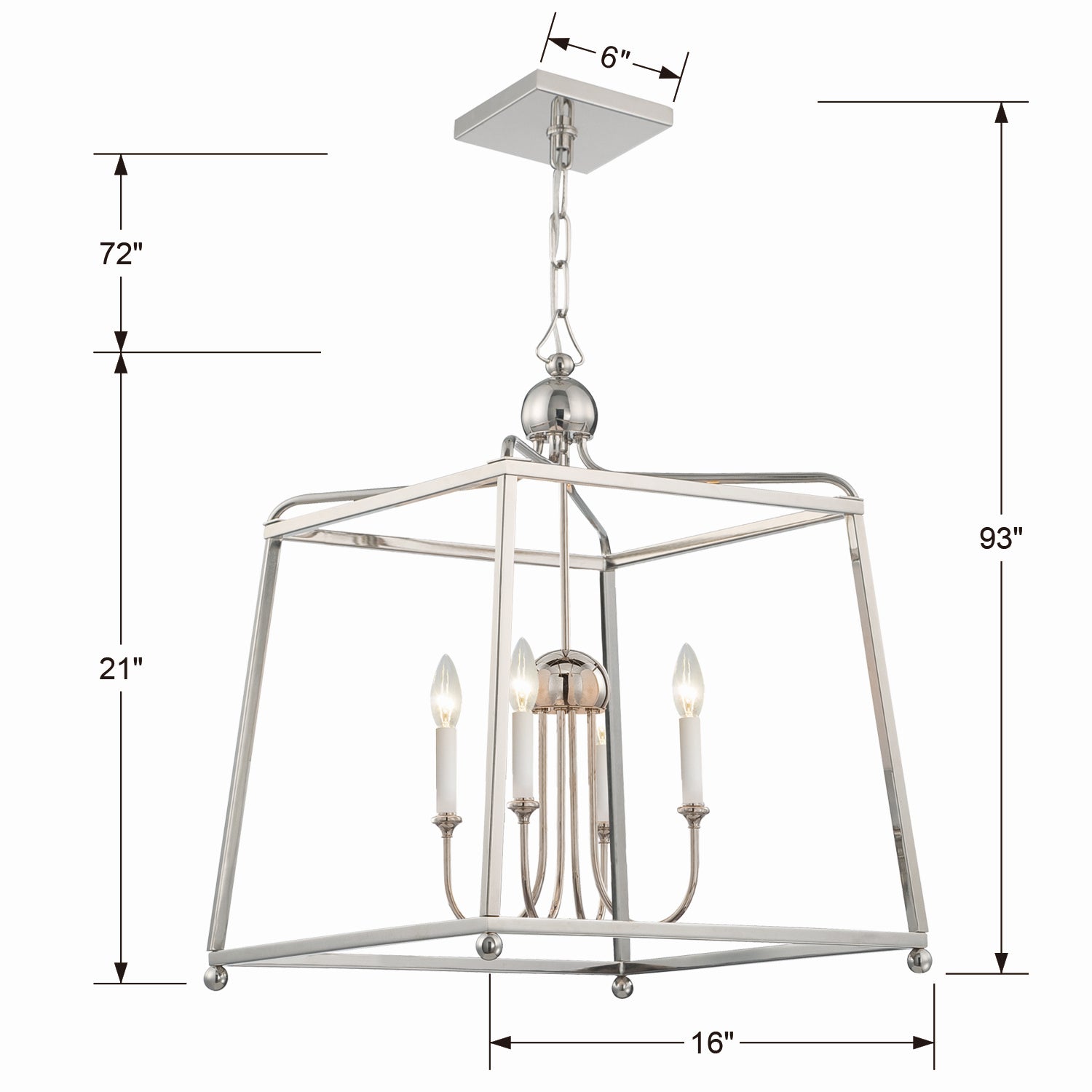 Crystorama - 2245-PN_NOSHADE - Four Light Chandelier - Sylvan - Polished Nickel