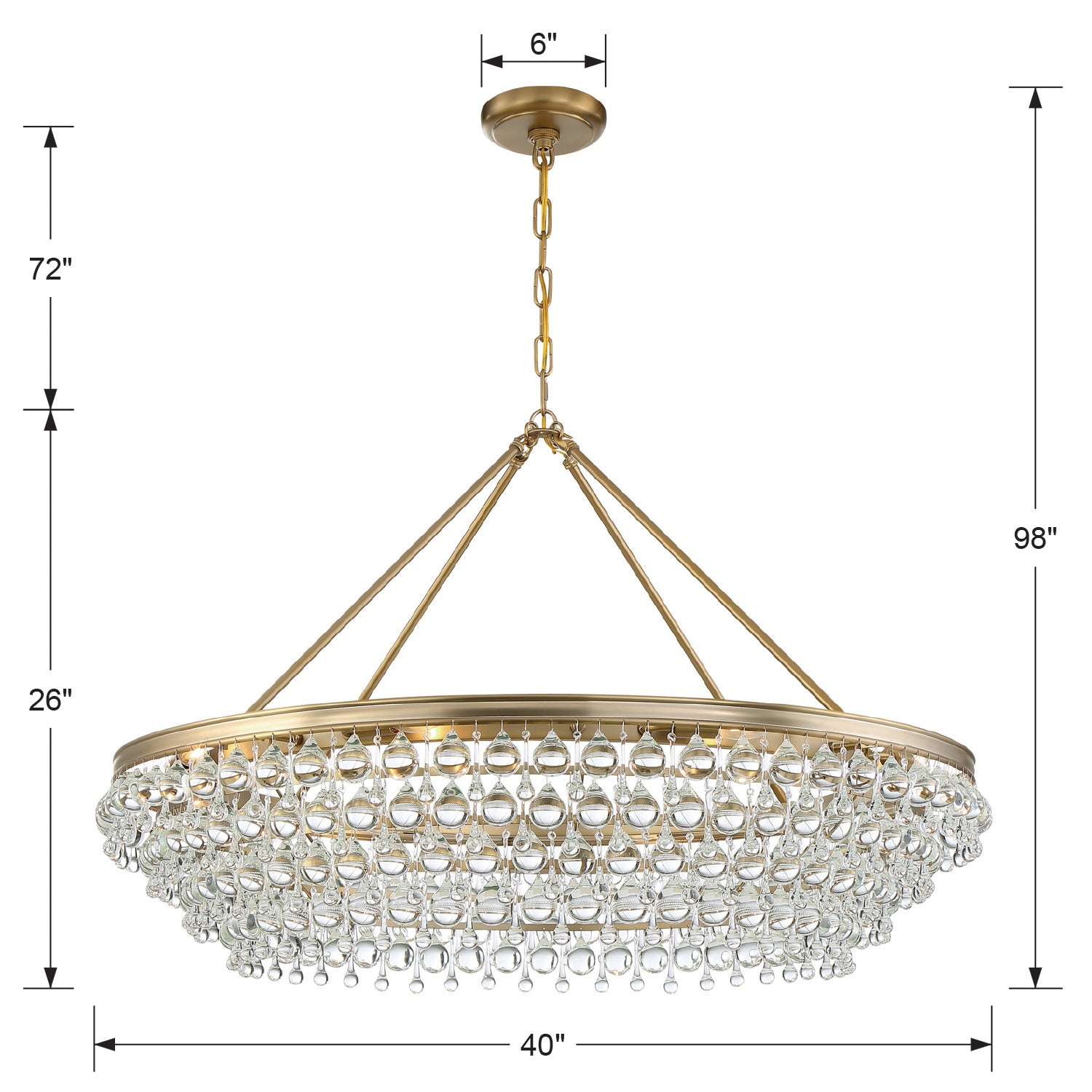 Crystorama - 278-VG - Eight Light Chandelier - Calypso - Vibrant Gold