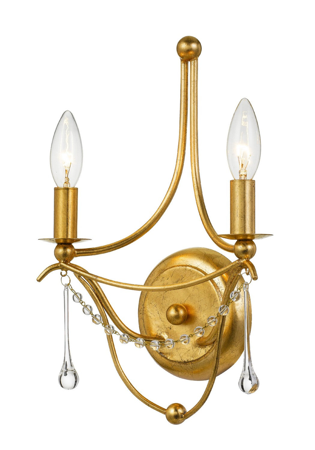 Crystorama - 422-GA - Two Light Wall Sconce - Metro - Antique Gold