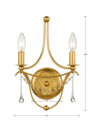 Crystorama - 422-GA - Two Light Wall Sconce - Metro - Antique Gold