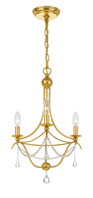 Crystorama - 423-GA - Three Light Mini Chandelier - Metro - Antique Gold