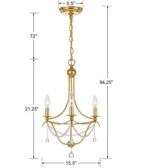 Crystorama - 423-GA - Three Light Mini Chandelier - Metro - Antique Gold