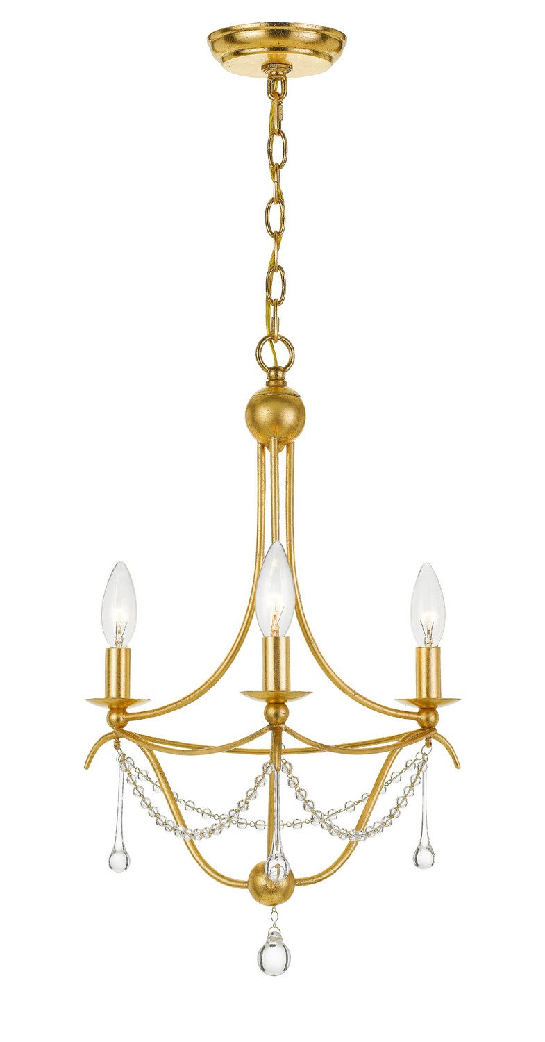 Crystorama - 423-GA - Three Light Mini Chandelier - Metro - Antique Gold