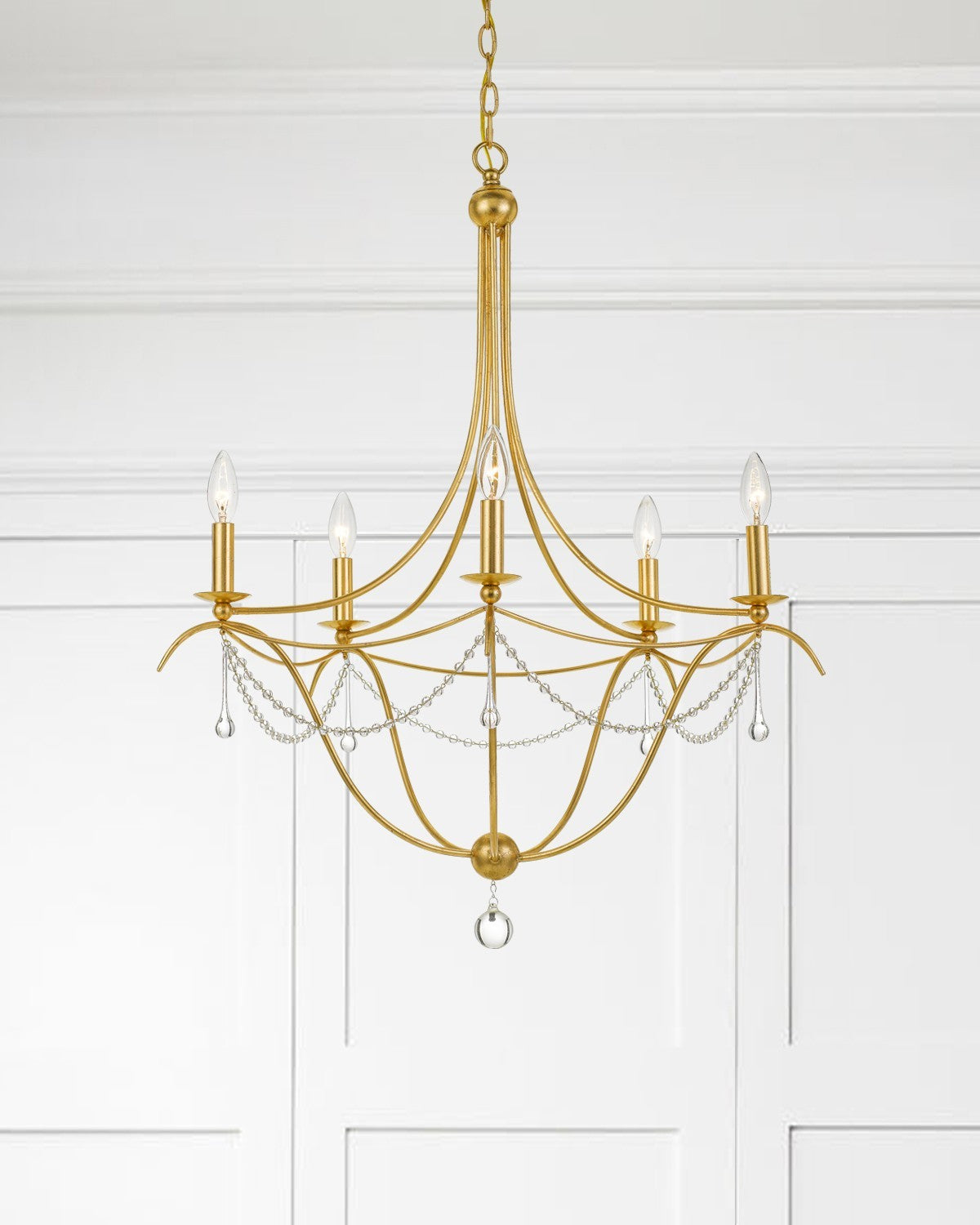 Crystorama - 425-GA - Five Light Chandelier - Metro - Antique Gold