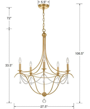 Crystorama - 425-GA - Five Light Chandelier - Metro - Antique Gold