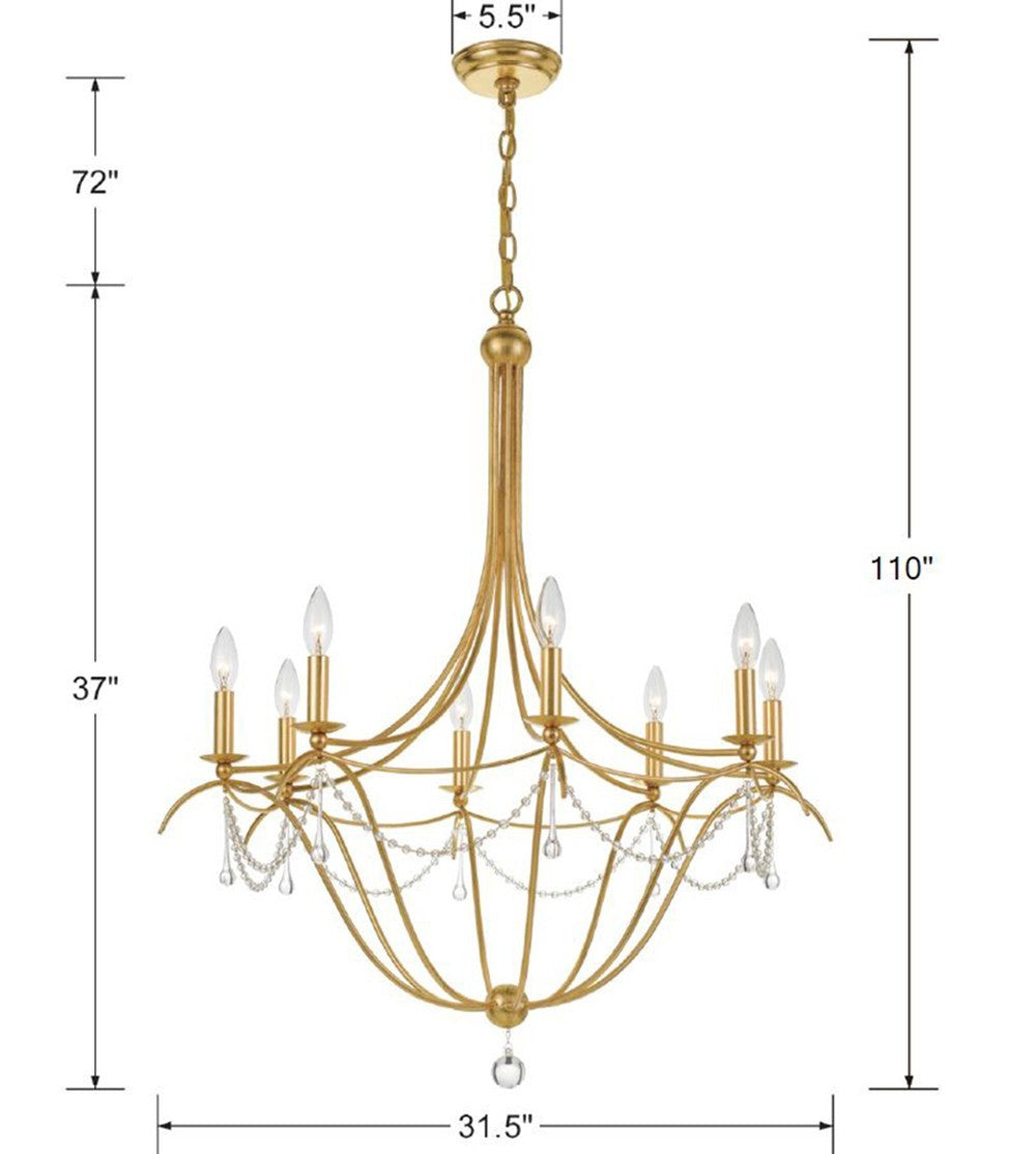 Crystorama - 428-GA - Eight Light Chandelier - Metro - Antique Gold