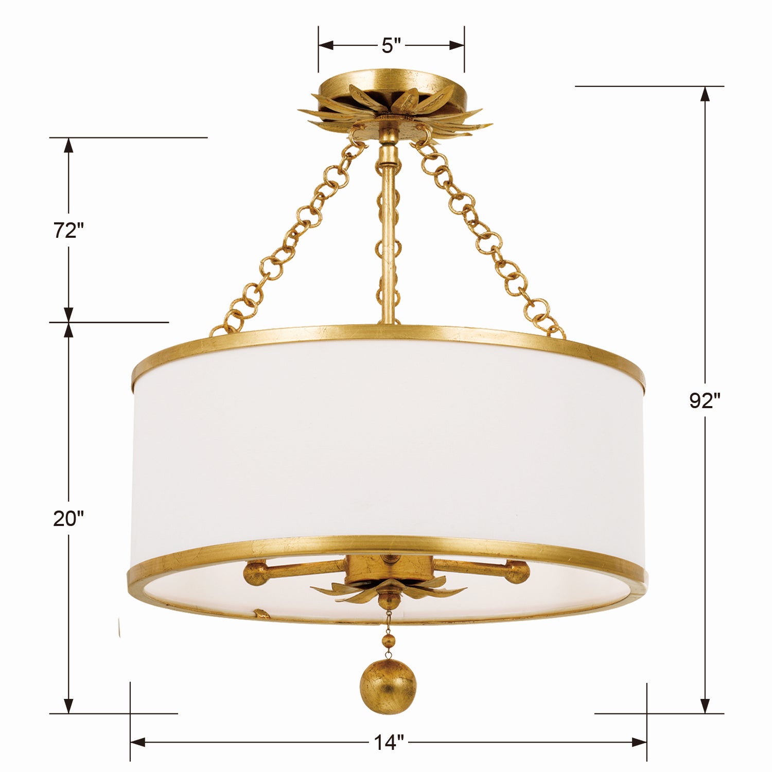 Crystorama - 513-GA_CEILING - Three Light Semi Flush Mount - Broche - Antique Gold