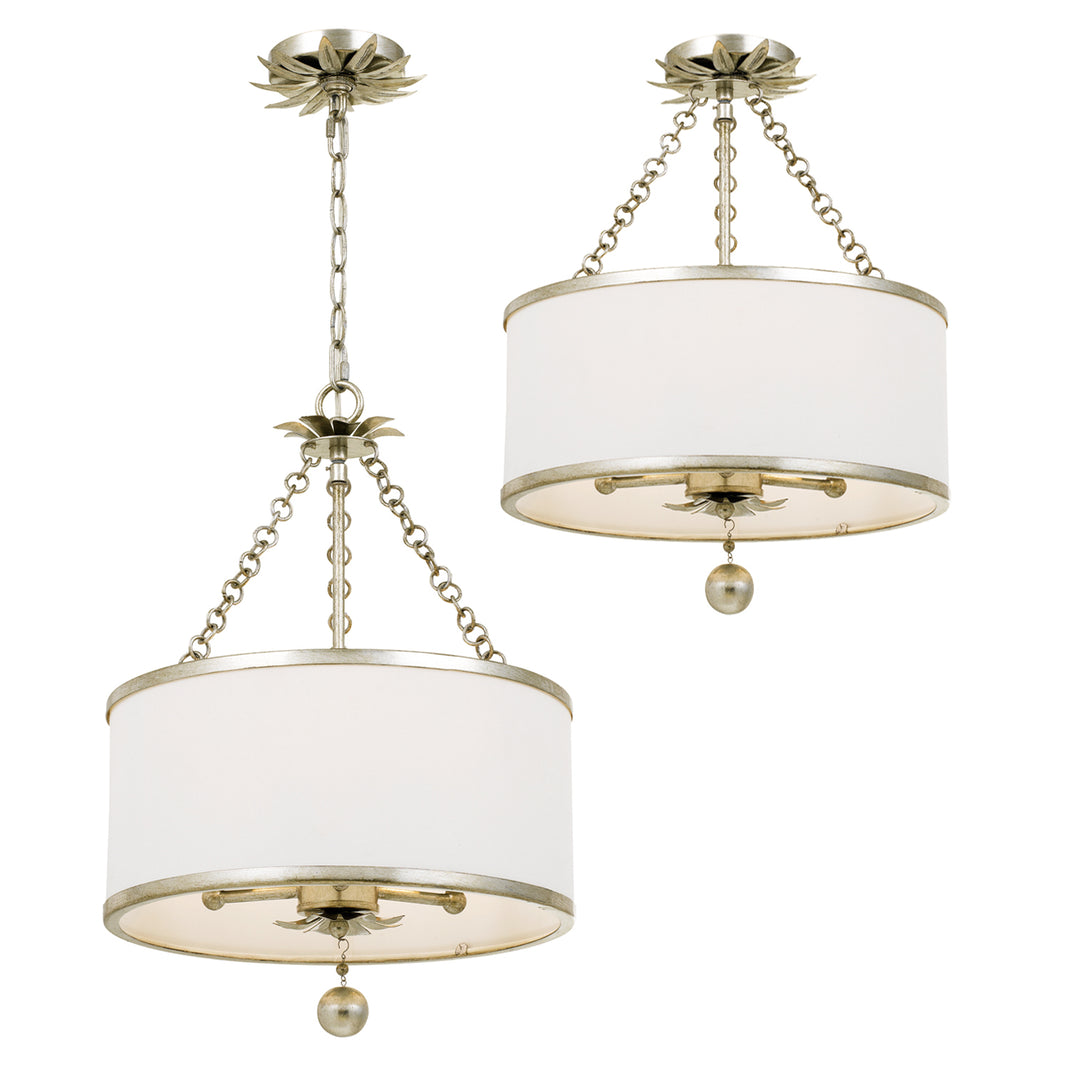 Crystorama - 513-SA_CEILING - Three Light Semi Flush Mount - Broche - Antique Silver