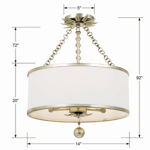 Crystorama - 513-SA_CEILING - Three Light Semi Flush Mount - Broche - Antique Silver