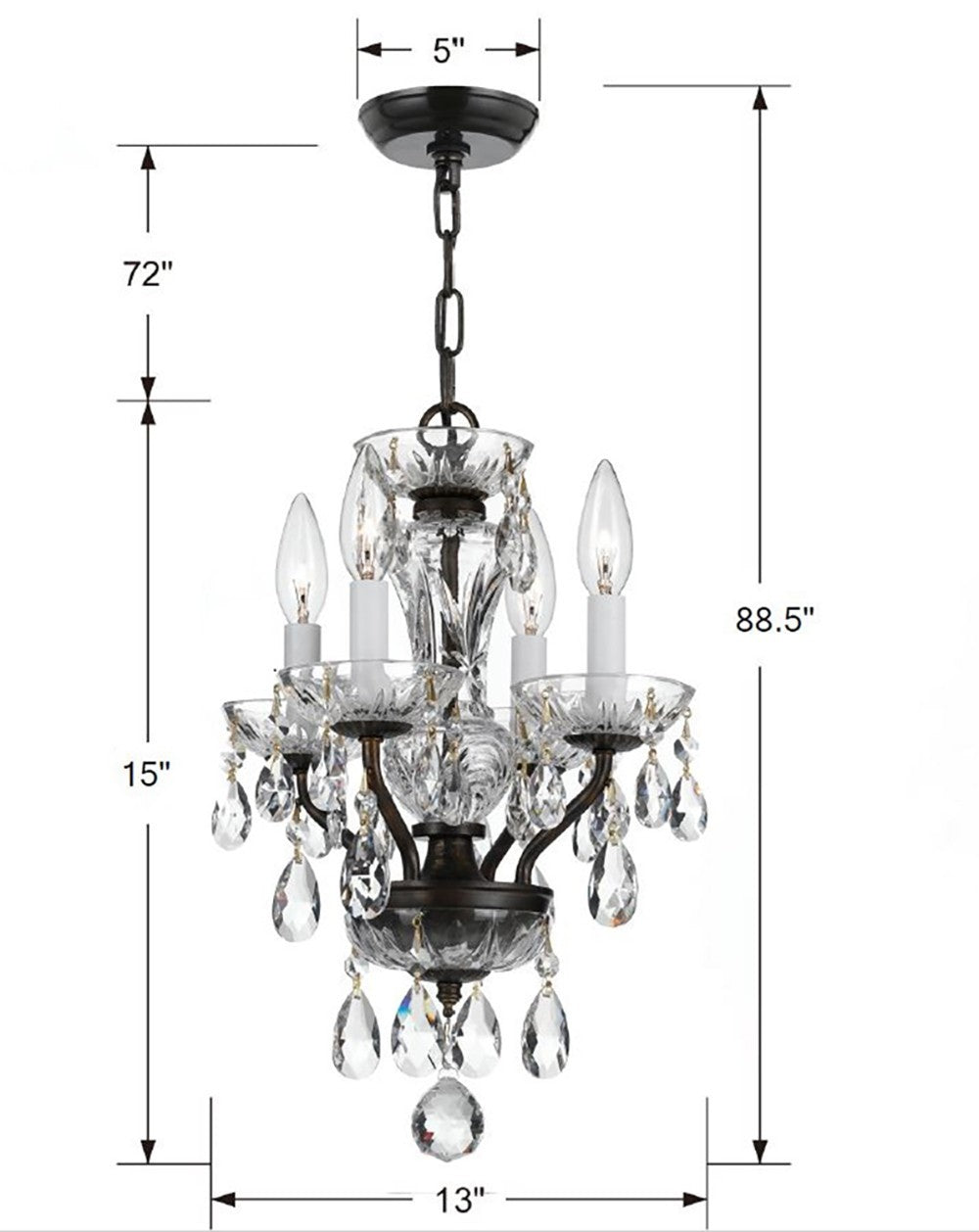 Crystorama - 5534-EB-CL-SAQ - Four Light Chandelier - Traditional Crystal - English Bronze