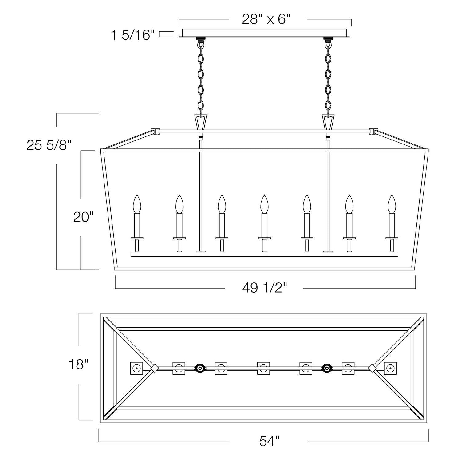 Norwell Lighting - 1083-MB-NG - Seven Light Pendant - Cage - Matte Black