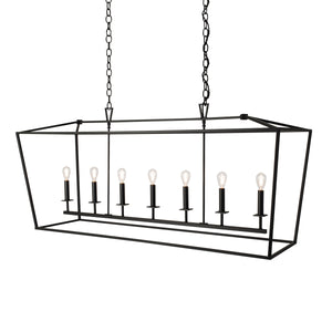 Norwell Lighting - 1083-MB-NG - Seven Light Pendant - Cage - Matte Black