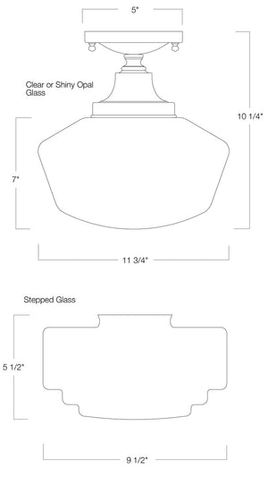 Norwell Lighting - 5361F-PN-ST - One Light Flush Mount - Schoolhouse - Polish Nickel With Stepped Glass