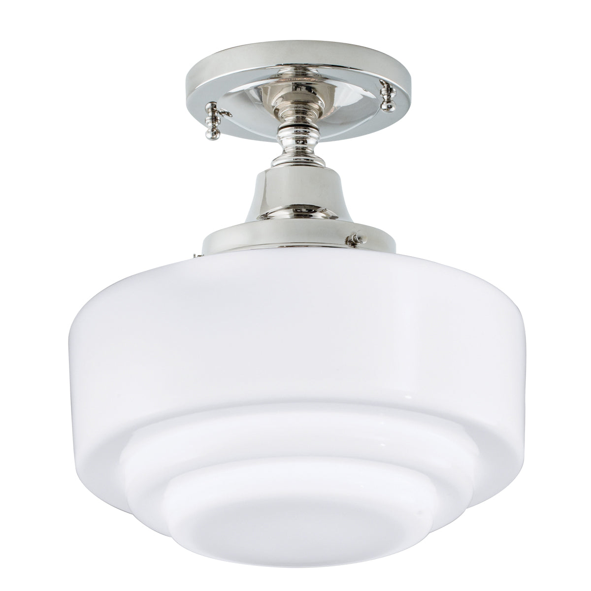 Norwell Lighting - 5361F-PN-ST - One Light Flush Mount - Schoolhouse - Polish Nickel With Stepped Glass