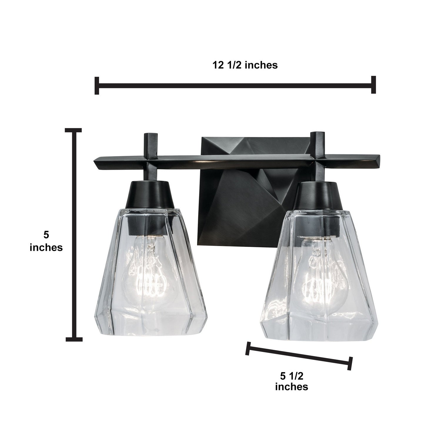 Norwell Lighting - 8282-ADB-CL - Two Light Bath - Arctic Bath Series - Acid Dipped Black